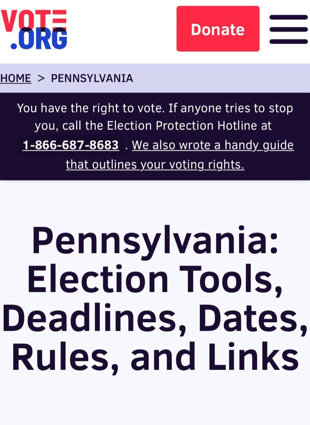 PA 2022 Voter Info (11/6/22 IG link)