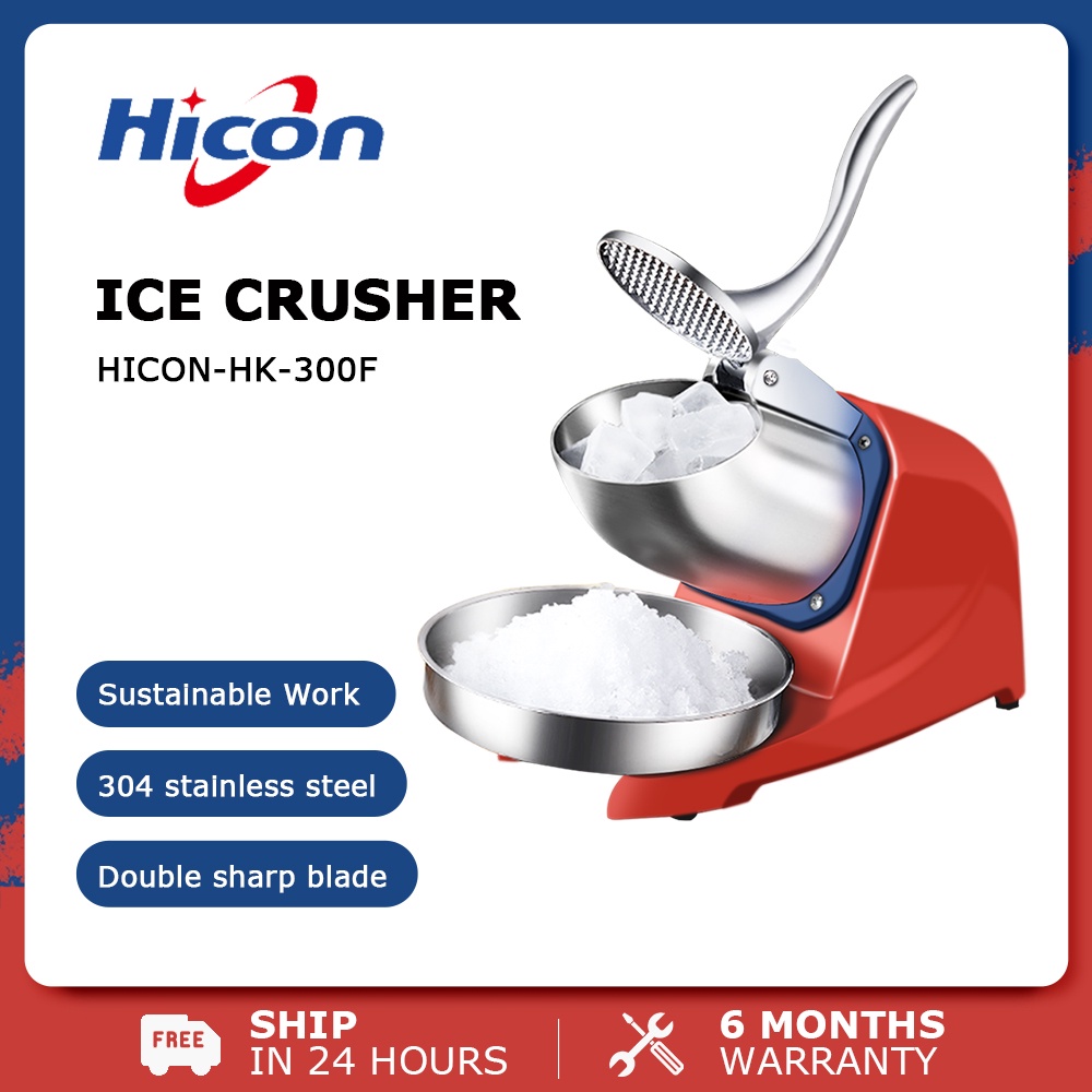 Hicon  Ice Crusher Machine Commercial High Power Ice Crusher Ice Shaver Stainless Steel Double Blade