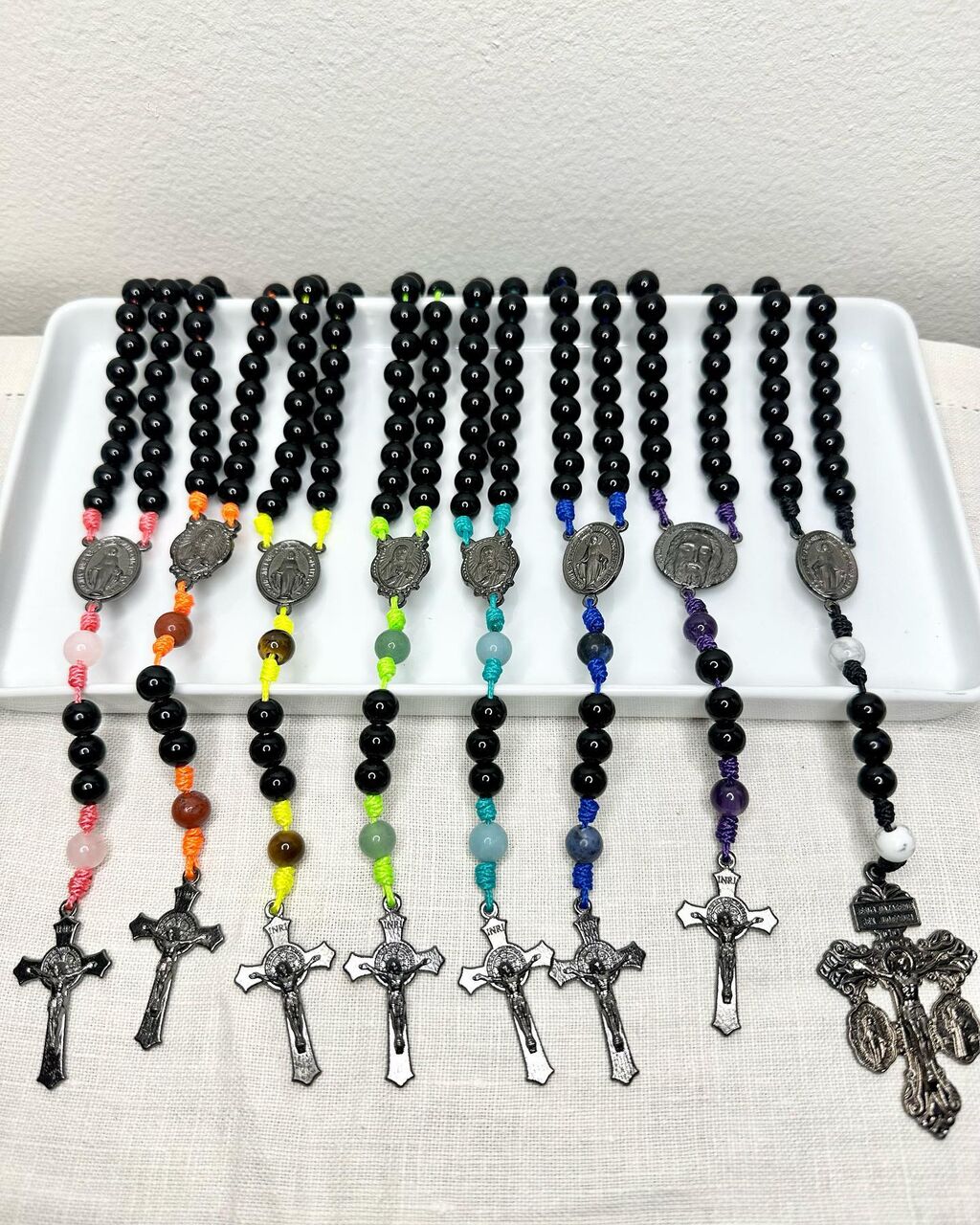 Neon and Stone Microcord Rosaries