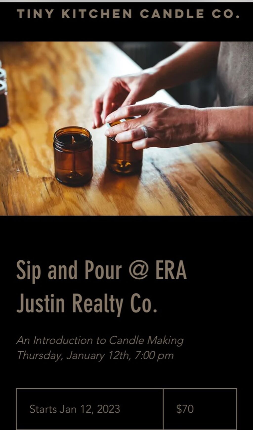 Sip and Pour @ ERA Justin Realty Co. | TinyKitchenCandleCo