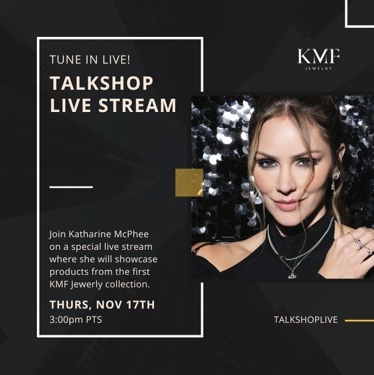 Katharine McPhee will appear on a Talkshop live stream to introduce us to her beautiful new jewelry collection, KMF Jewelry. 