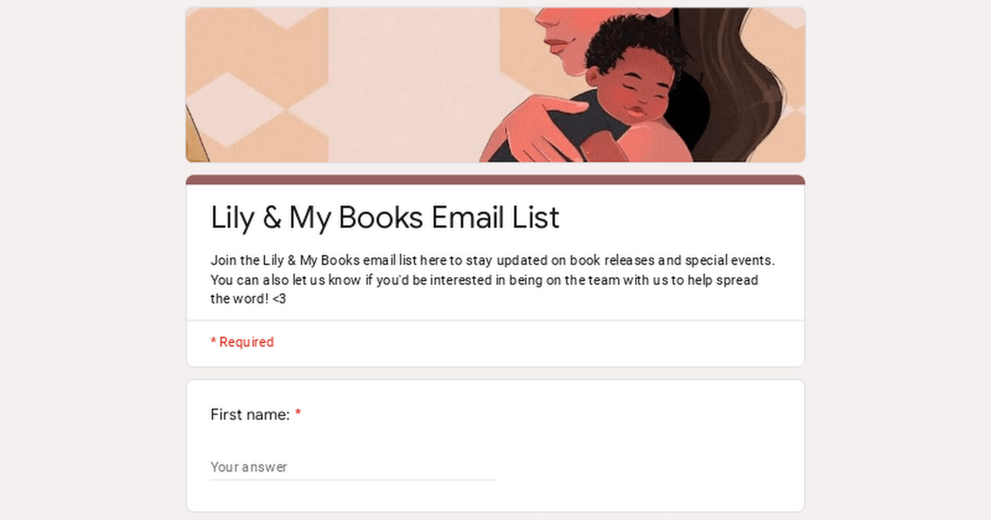 Lily & My Books Email List
