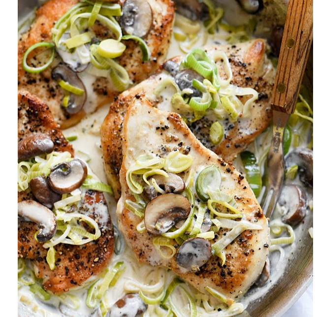 Creamy Mushroom and Leek Chicken Breasts