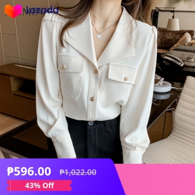 Korean design apricot lapel shirt