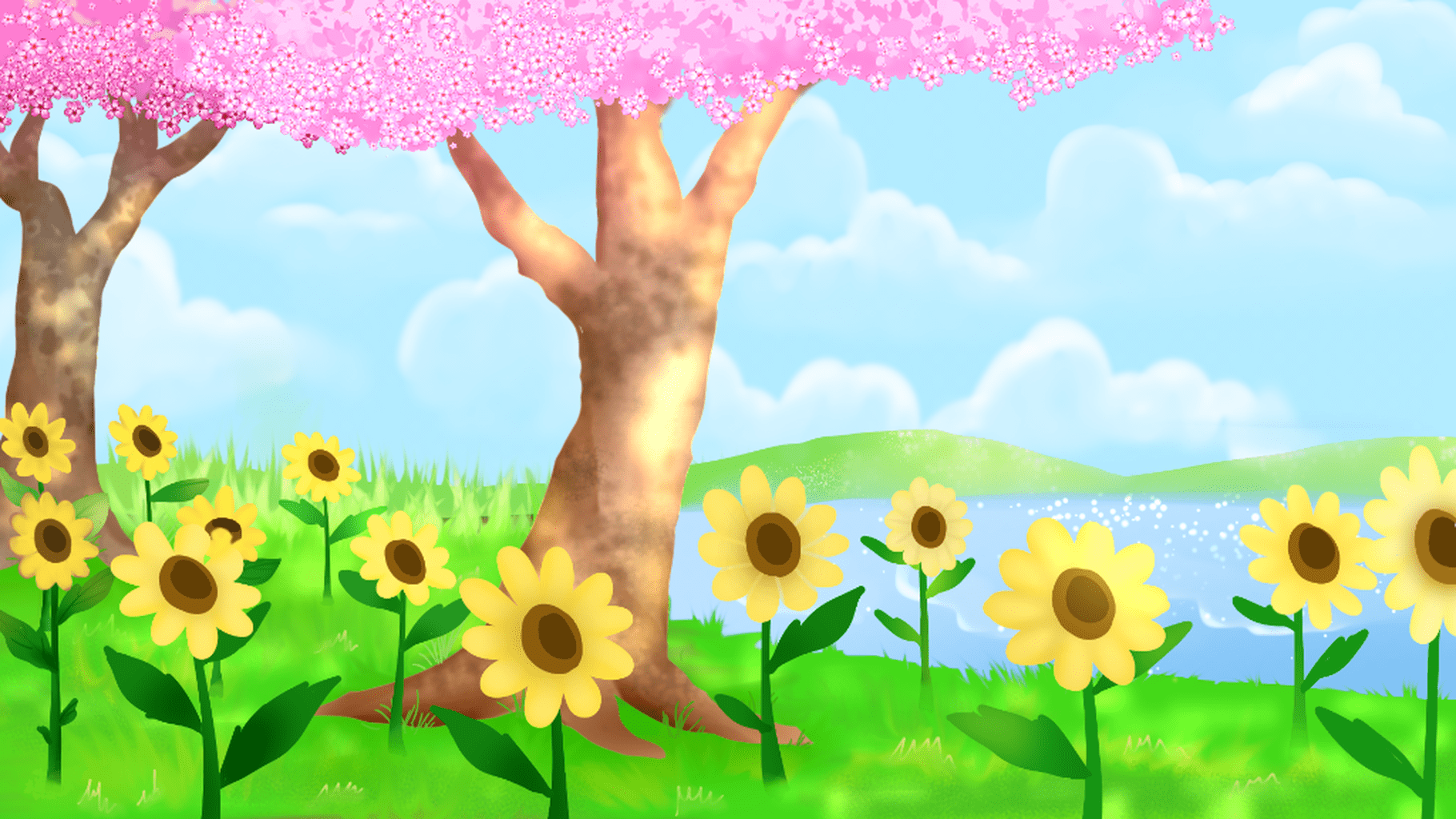 Sunflower and Sakura 4K (No Petals)