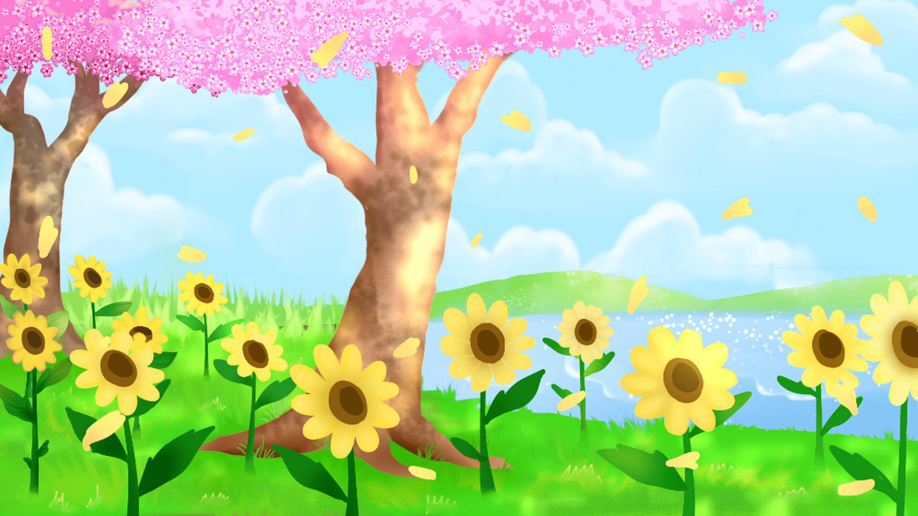Sunflower and Sakura 4K(only sunflower petals)