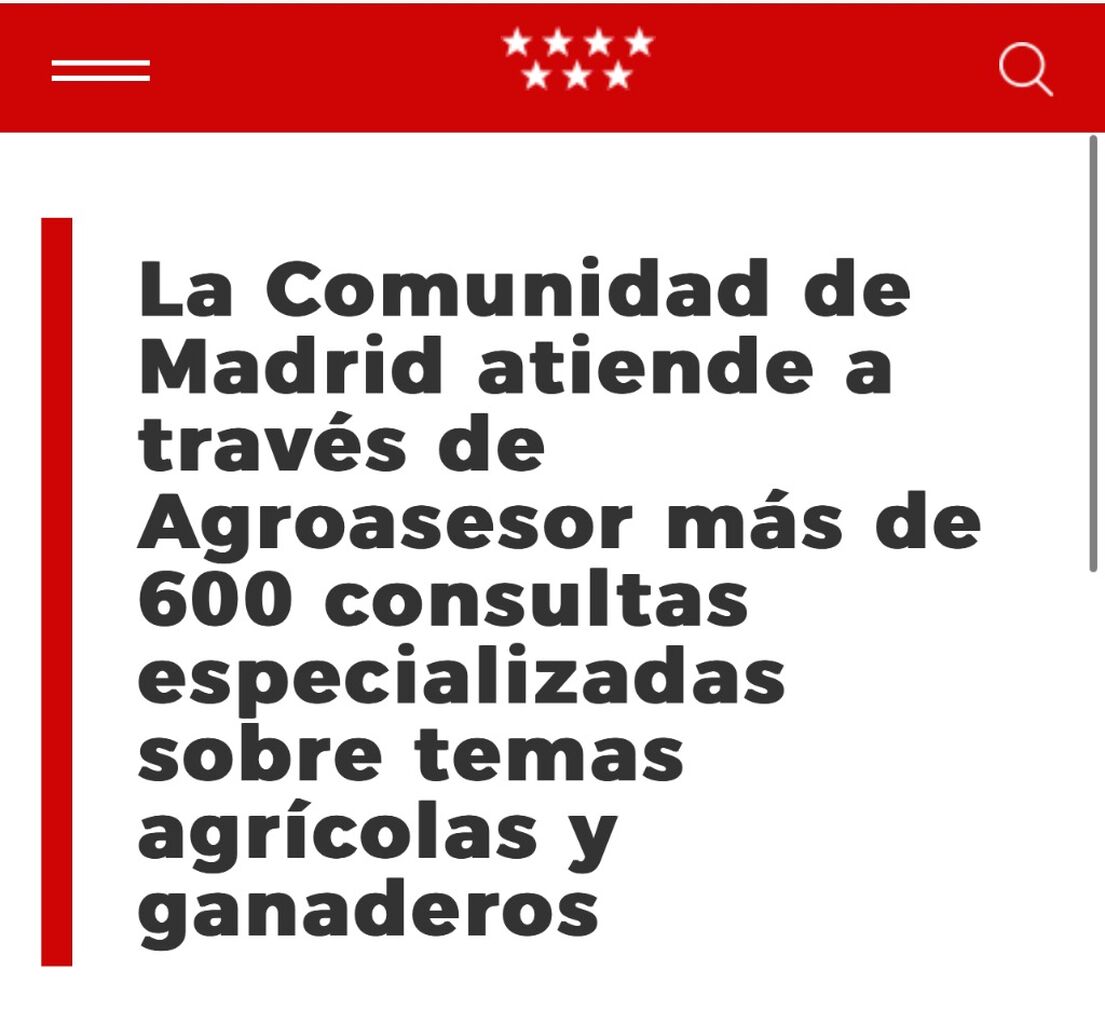 Contacto con el servicio Madrid Agroasesor de la Comunidad de Madrid