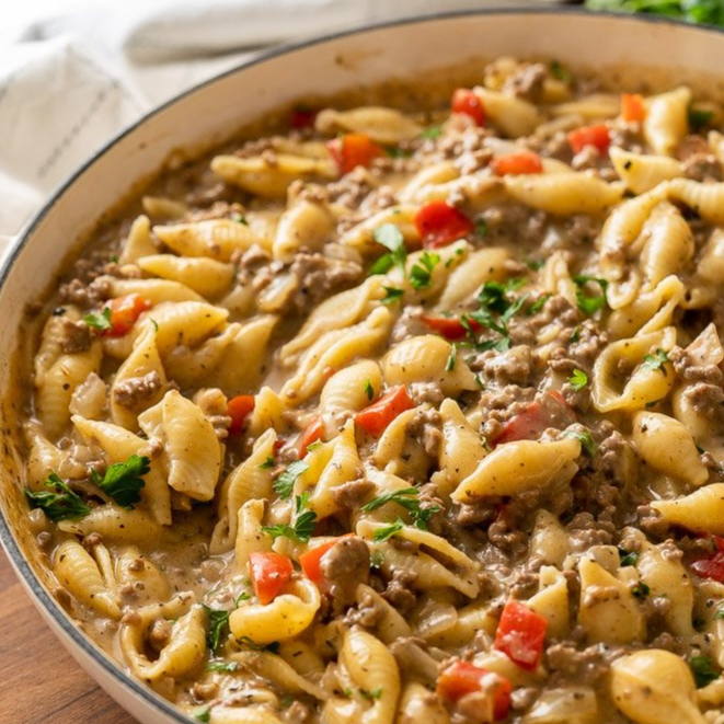 Creamy Beef and Shells
