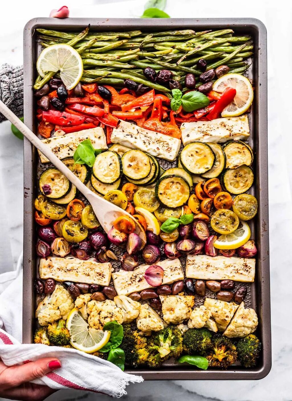 Meal prep Greek vegetables with feta