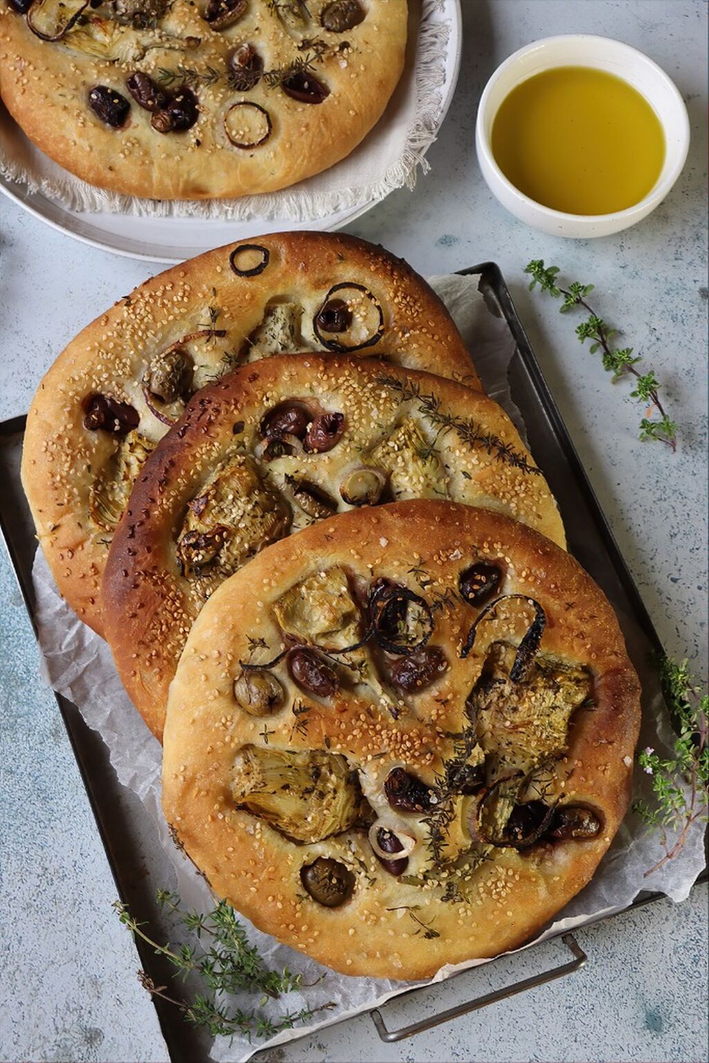Focaccia med oliver & kron&auml;rtskocka