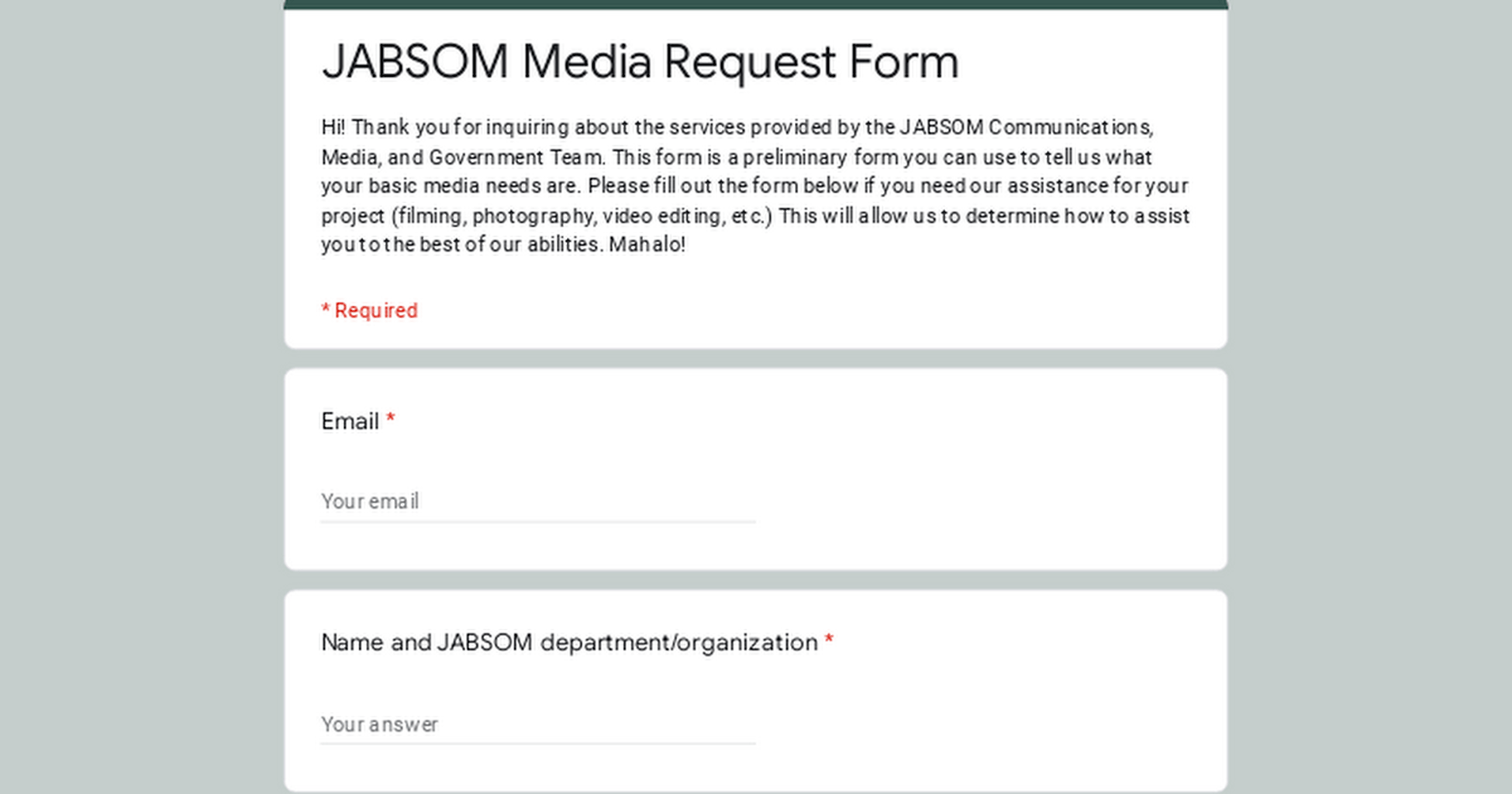 JABSOM Media Request Form