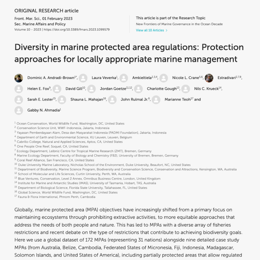 2023 Pub - Diversity in Marine Protected Area Regulations