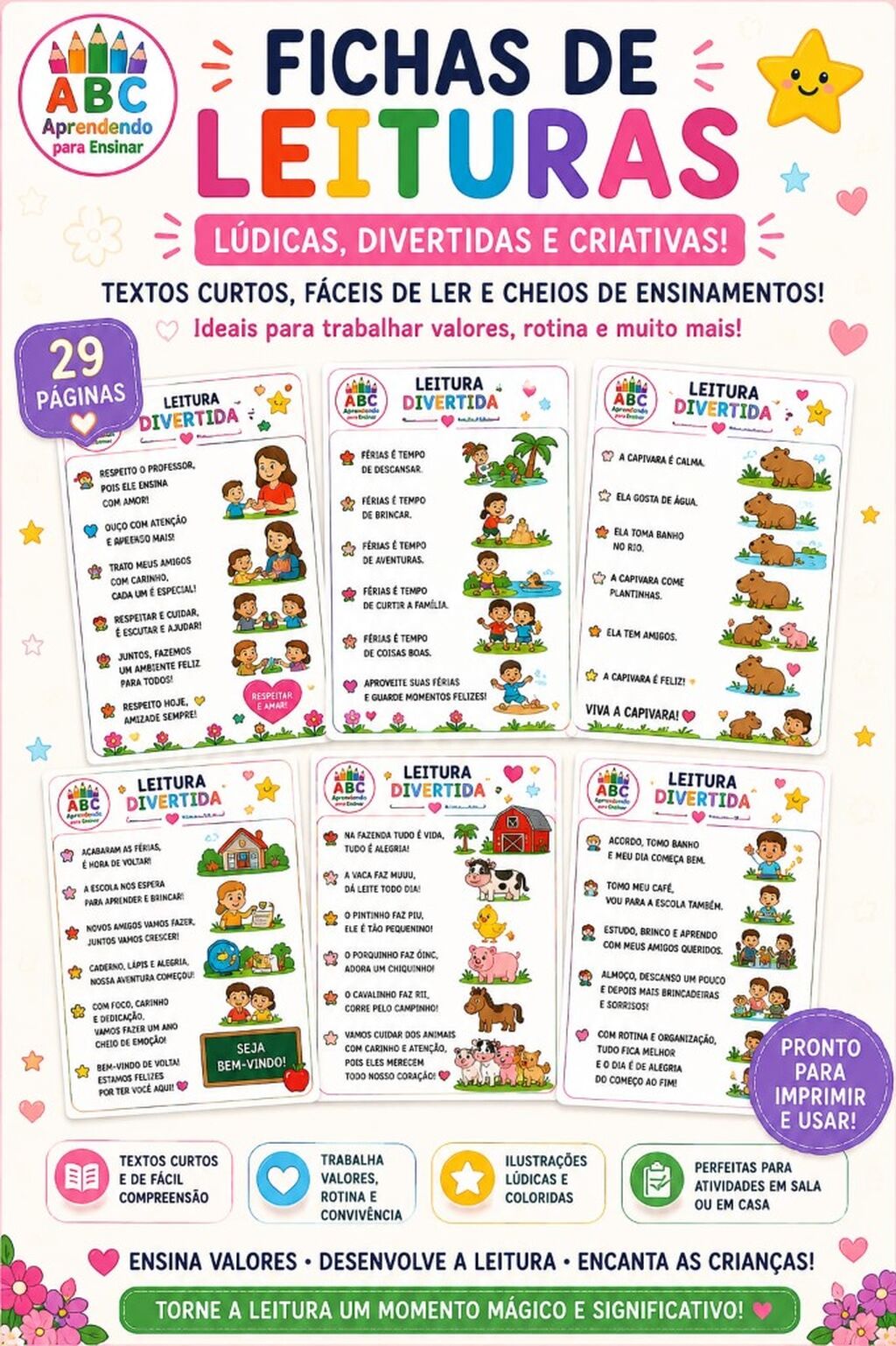 Fichas para leitura divertida