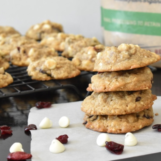 White chocolate dried cranberry oatmeal cookies