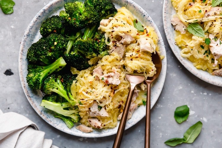 Dairy-Free Spaghetti Squash Chicken Alfredo