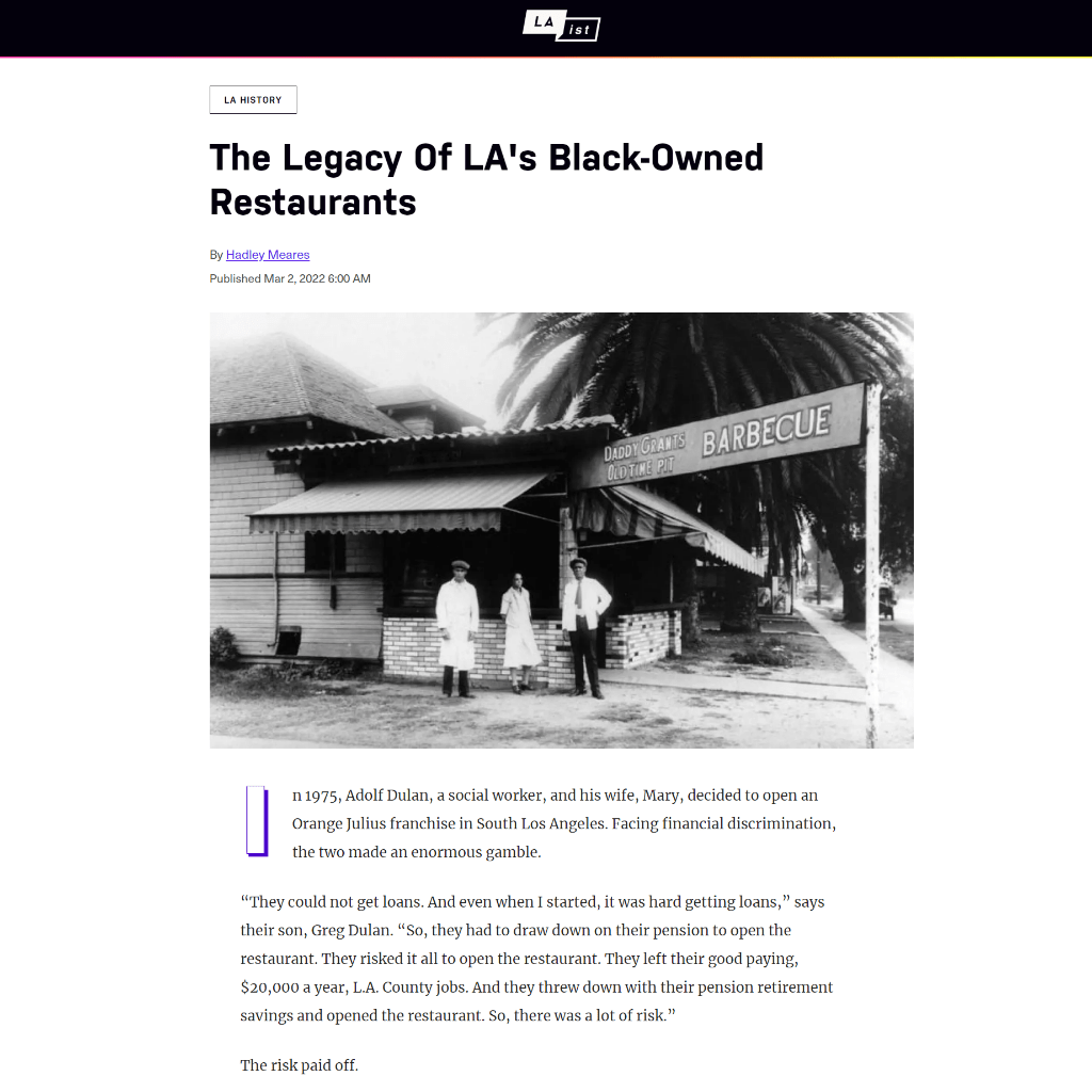 The Legacy Of LA's Black-Owned Restaurants