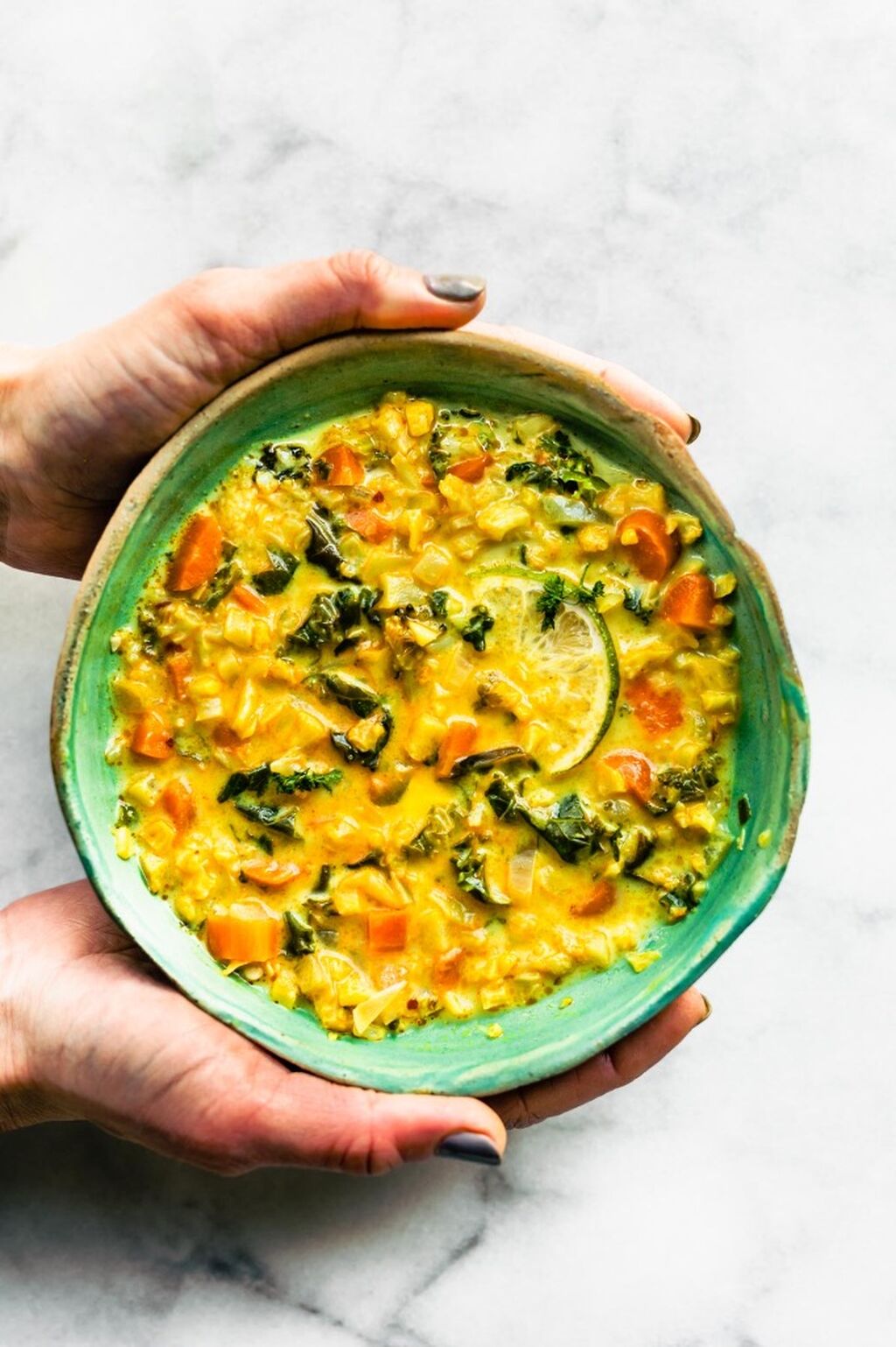 Curried cauliflower kale soup 