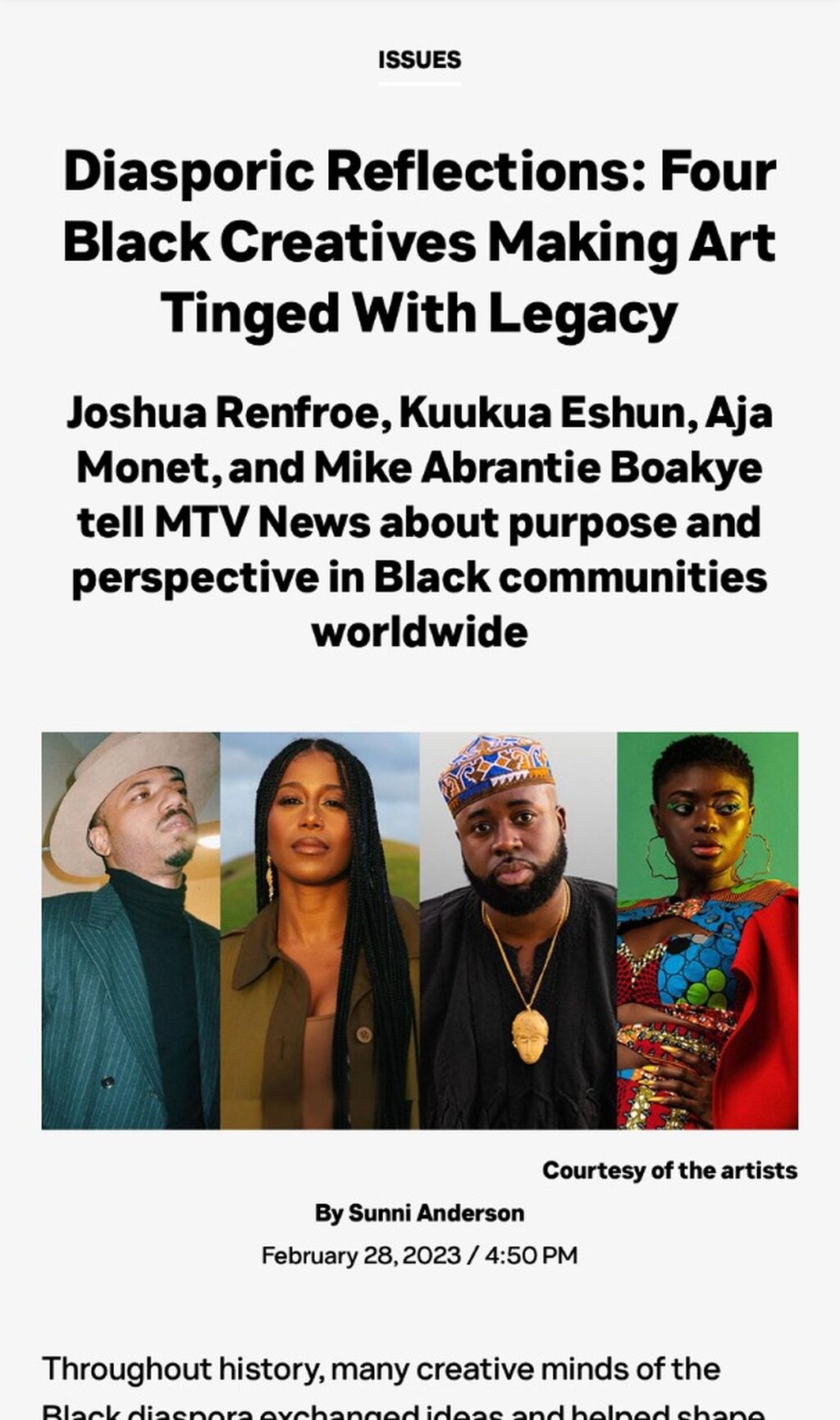 MTV Article - Diasporic Reflections 