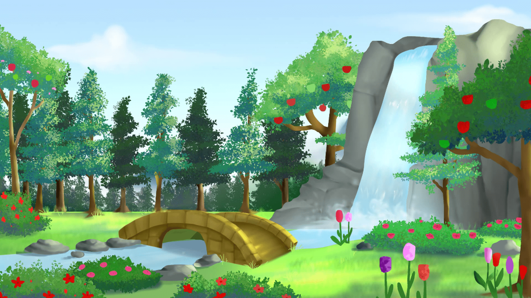 Daytime version of the flower garden