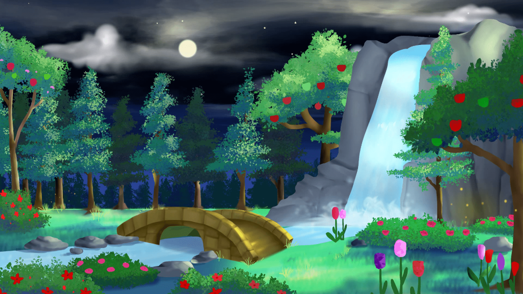 Night version of the flower garden