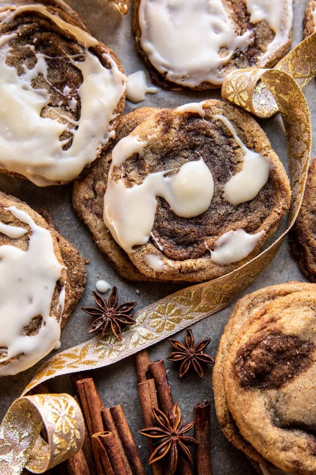 Chewy Frosted Cinnamon Swirl Snickerdoodles