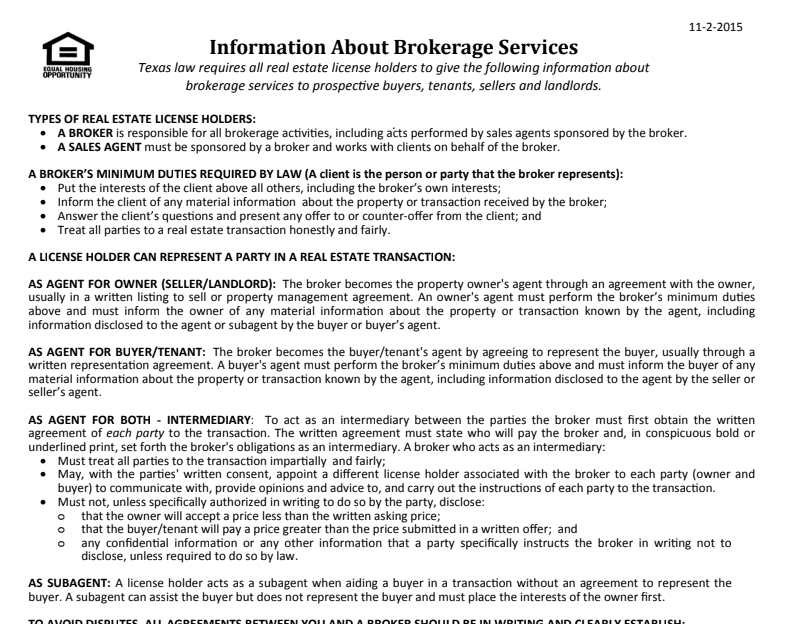 Information About Brokerage Services