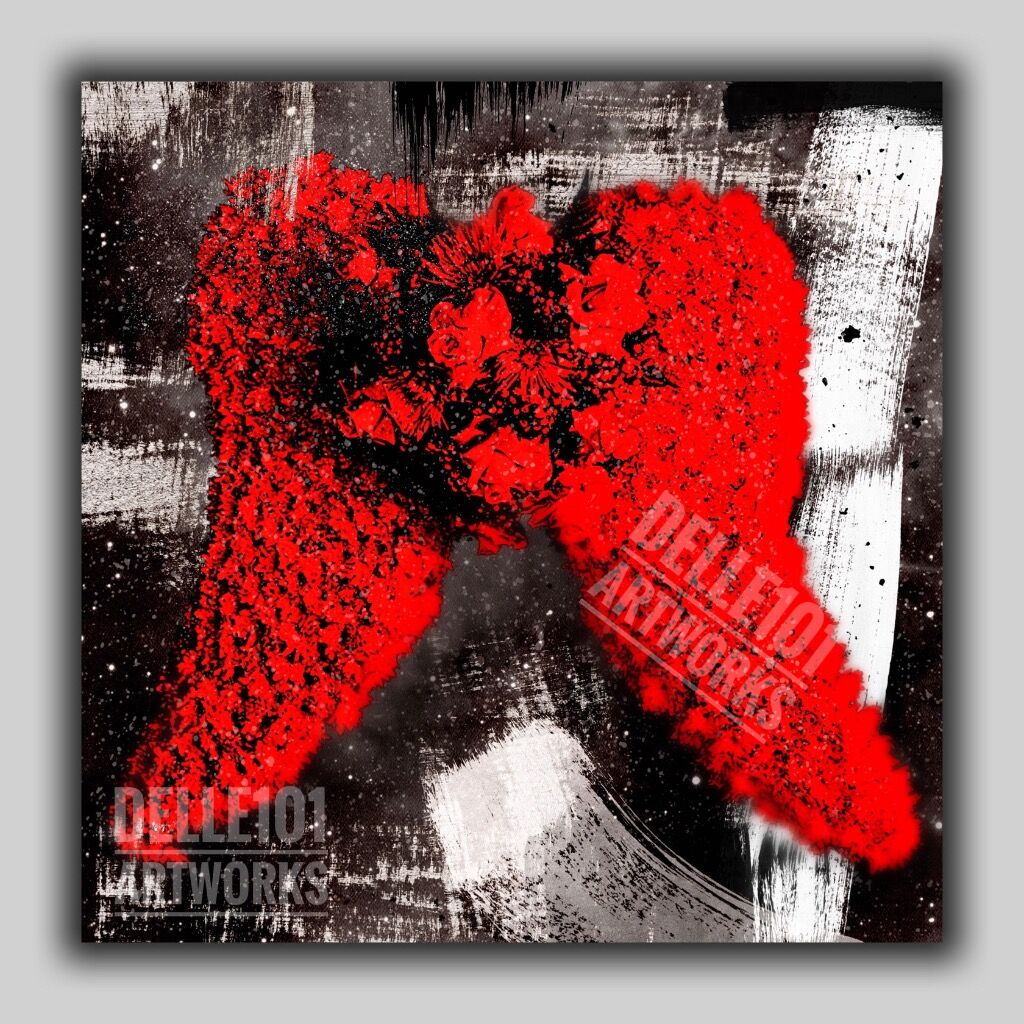 Red Flower Wreath Art 