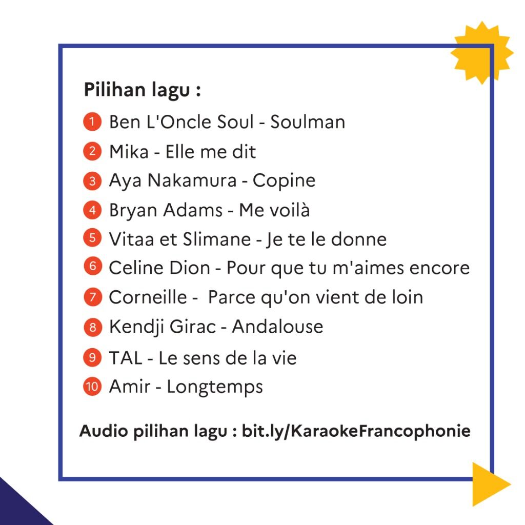 AUDIO PILIHAN LAGU KARAOKE FRANCOPHONIE AF MEDAN 2023