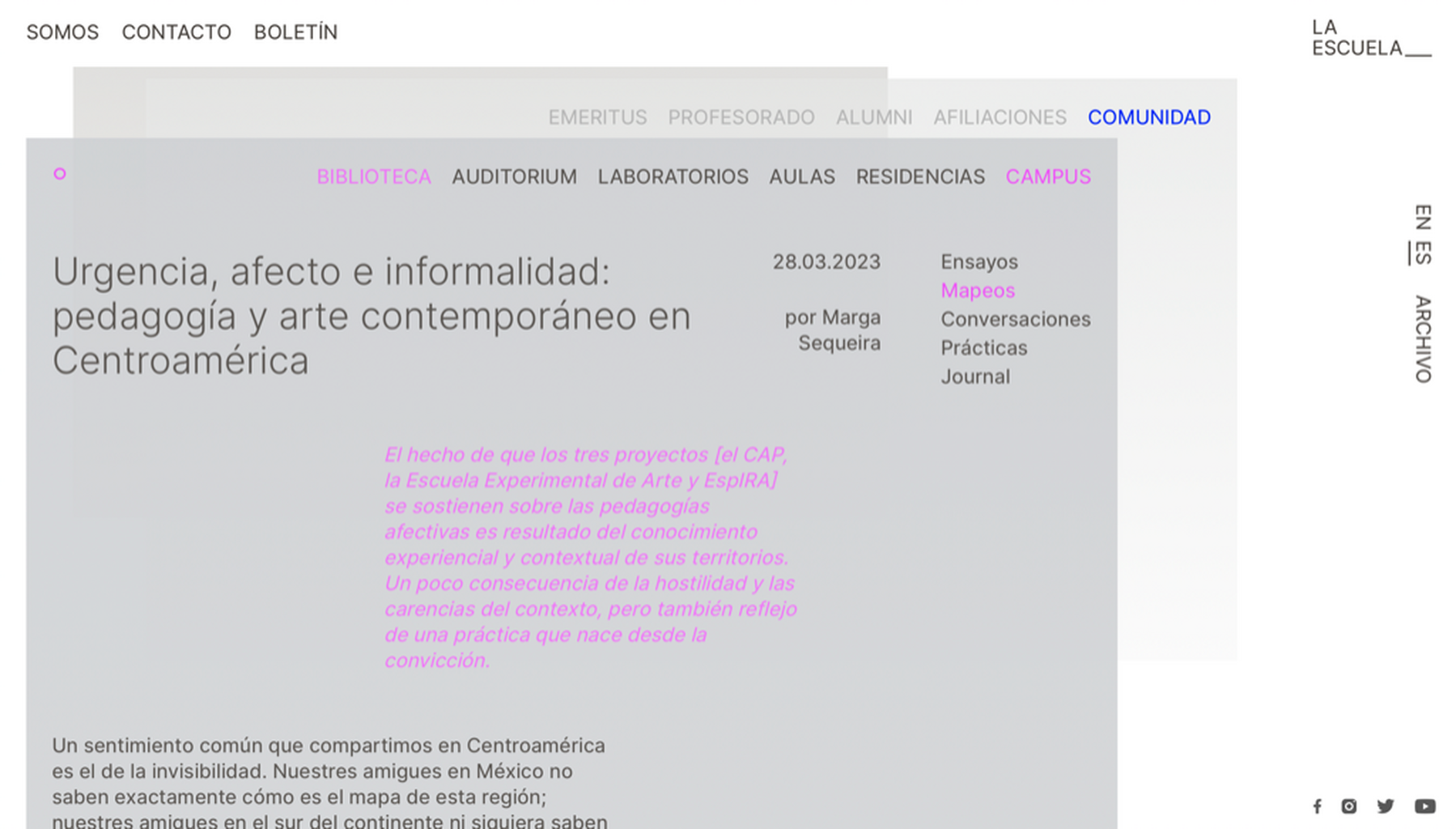 Art&iacute;culo: Urgencia, afecto e informalidad: pedagog&iacute;a y arte contempor&aacute;neo en Centroam&eacute;rica - La Escuela Art