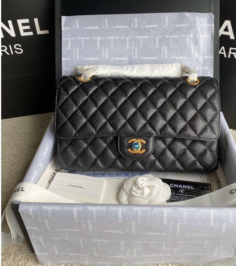Chanel black leather bag