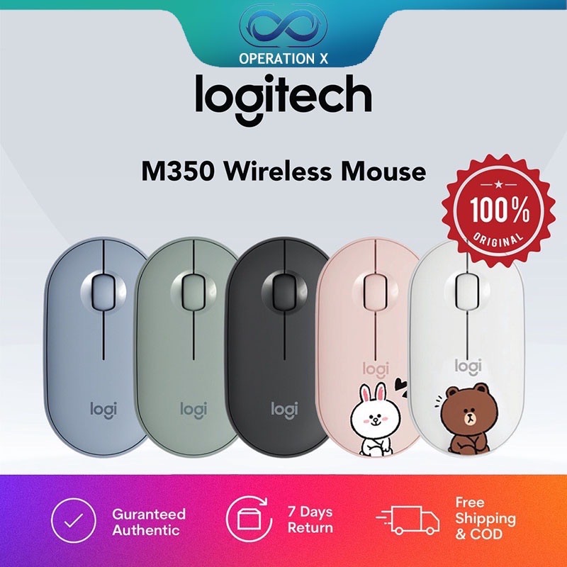 ￼Logitech Mouse M350 Pebble Bluetooth Wireless Mouse for Tablet, Laptop and Phone