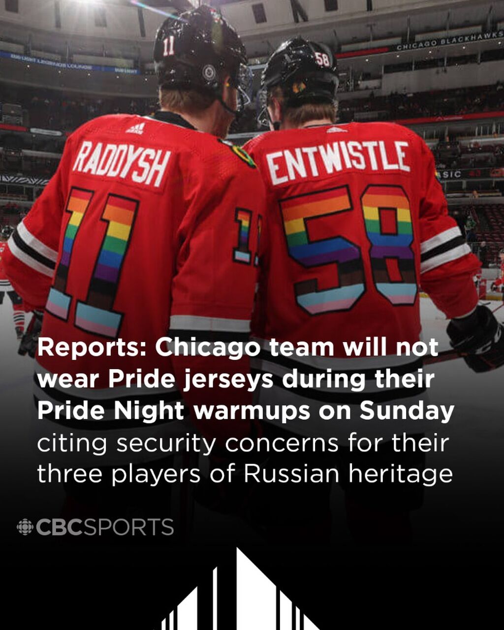 Chicago's NHL team will not wear Pride-themed jerseys due to security concerns for Russian players: reports