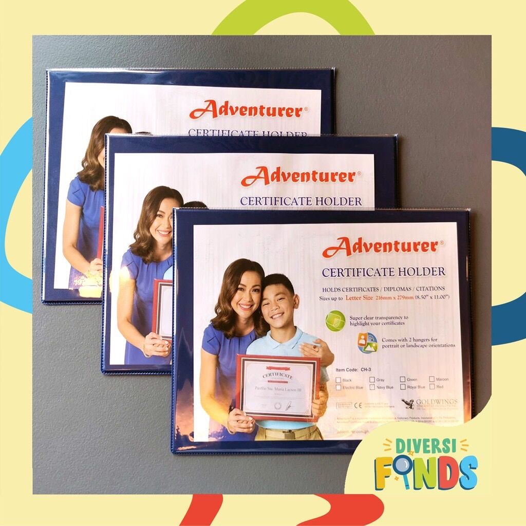 ￼Adventurer Certificate Holder Letter, A4 and Long/Legal Size Asstd Colors