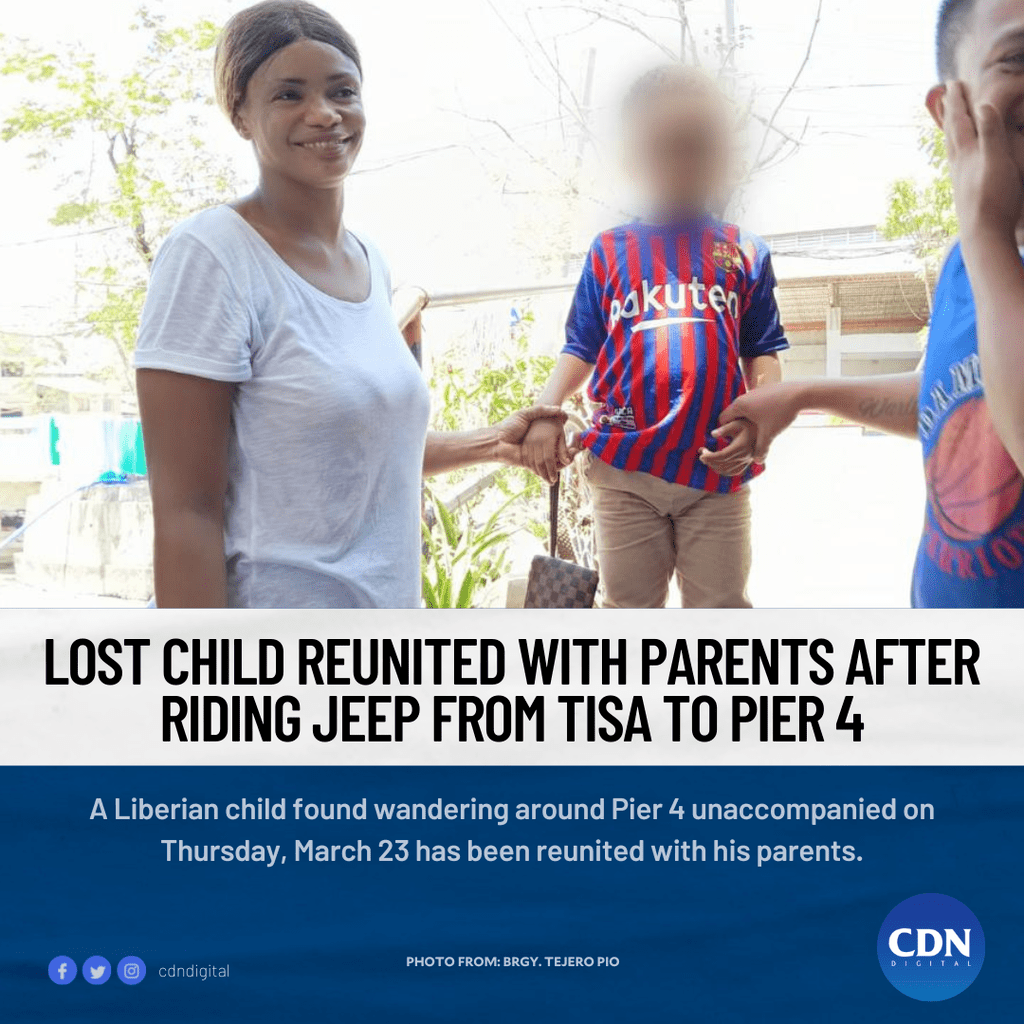 Lost child reunited with parents after riding jeep from Tisa to Pier 4  Read more: https://cebudailynews.inquirer.net/494747/lost-child-reunited-with-parents-after-riding-jeep-from-tisa-to-pier-4#ixzz7wpWV5LA2 Follow us: @inquirerdotnet on Twitter | inqui