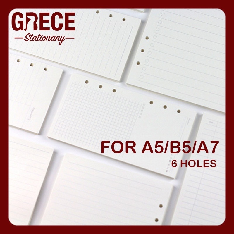 6/9 holes Refill pages/ loose leaf for binder A5 B5 A7 (45 leaves)
