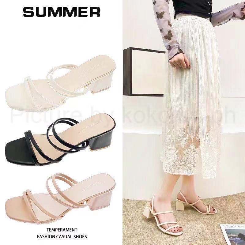 Korean Suede High 2 inch Heels Sandals good quality with box