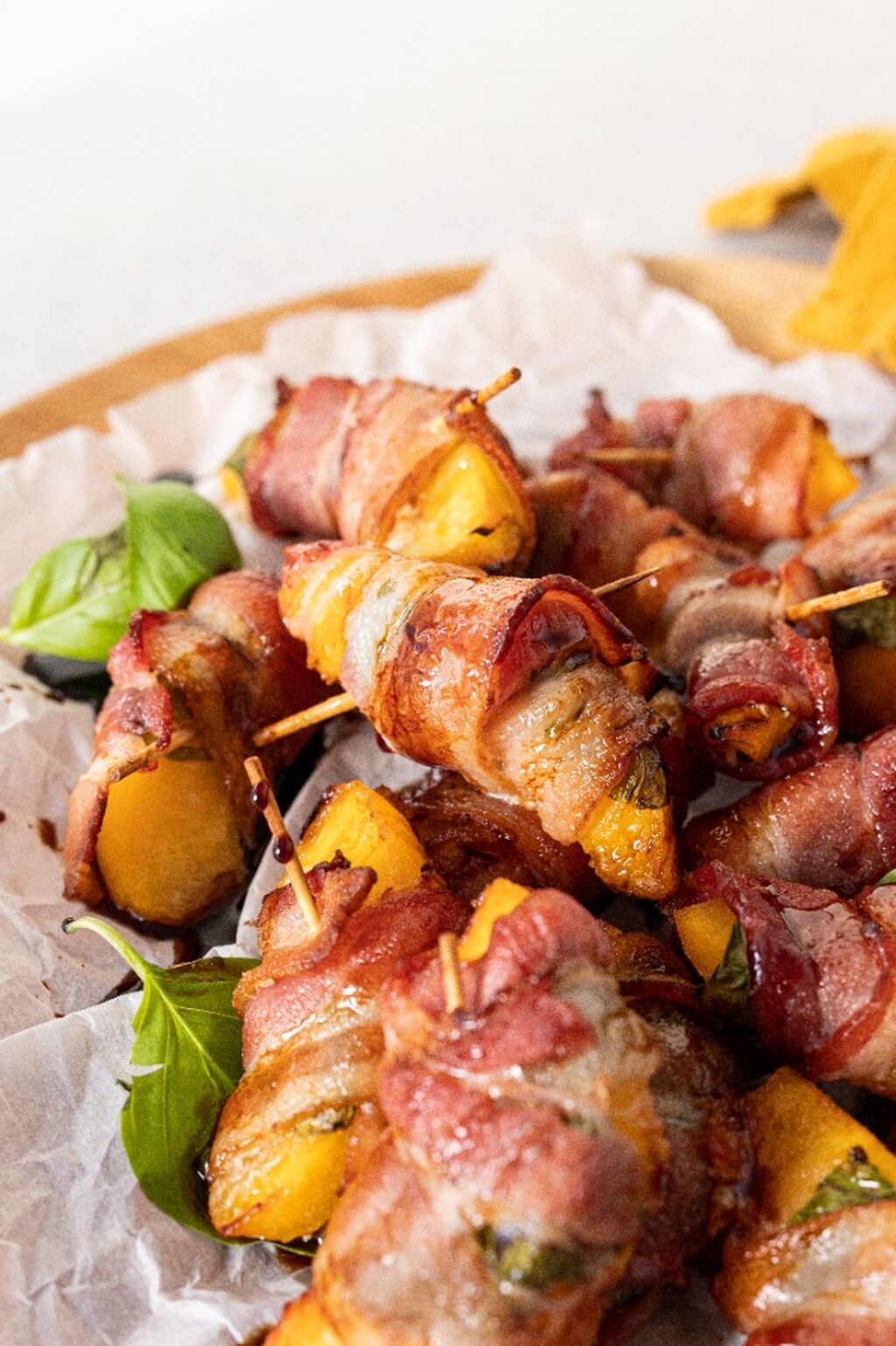 Air Fryer Bacon Wrapped Peaches