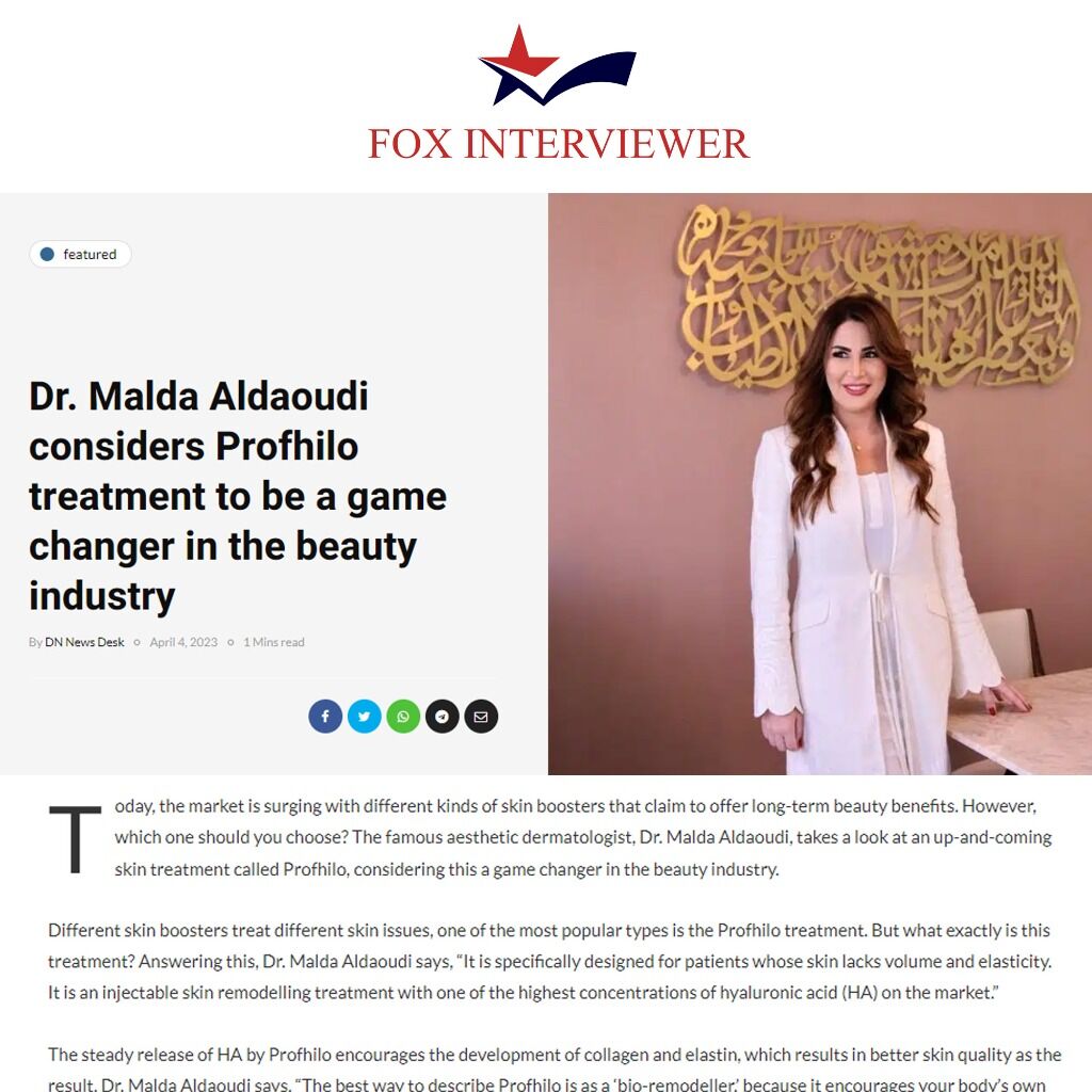 Dr. Malda Aldaoudi considers Profhilo treatment to be a game changer in the beauty industry