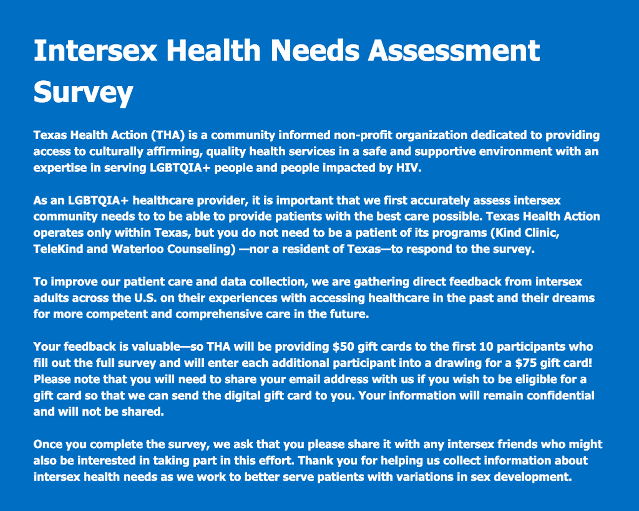 Intersex Health Needs Assessment Survey