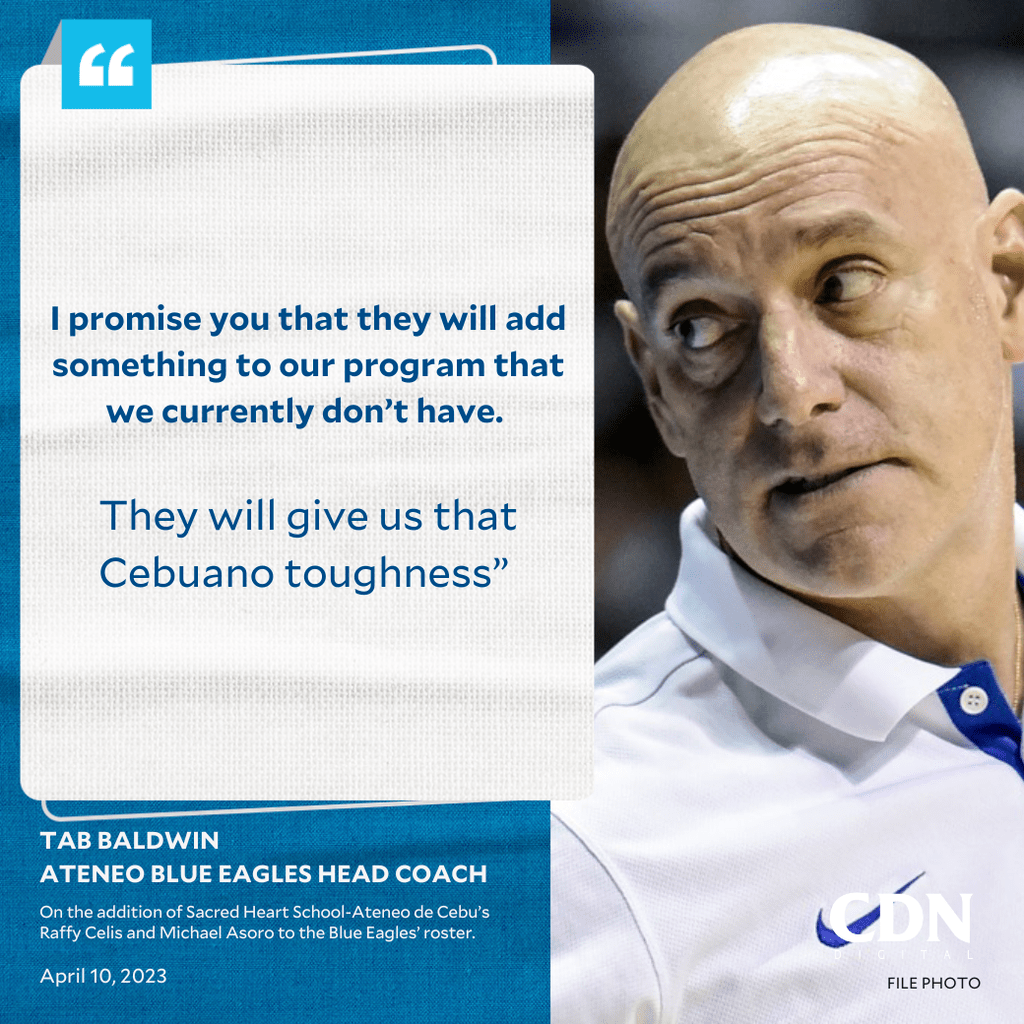 Tab Baldwin is excited to have &lsquo;Cebuano toughness&rsquo; in his roster.