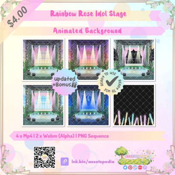 Animated Vtuber Background | Rainbow Rose Idol Stage