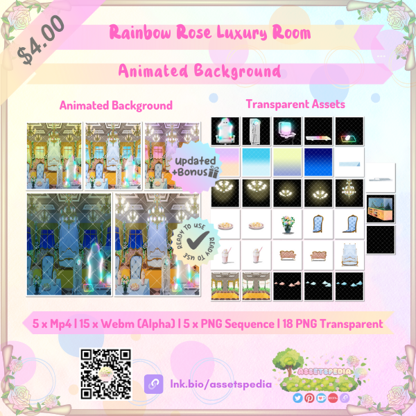 Animated Vtuber Background Rainbow Rose Luxury Room