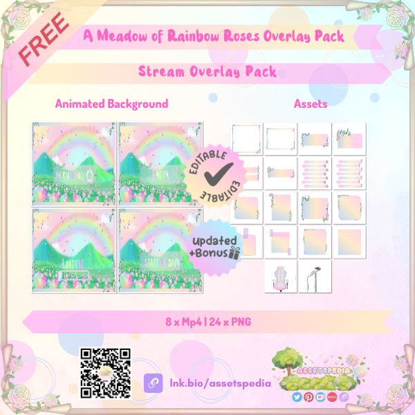[F2U] A Meadow of rainbow roses Overlay Pack