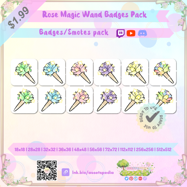 Rose Magic Wand Badges&Emotes Pack