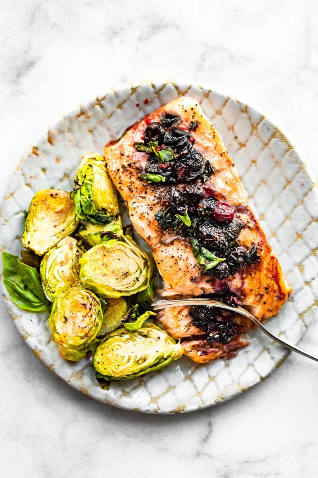 Sheet pan blueberry salmon  