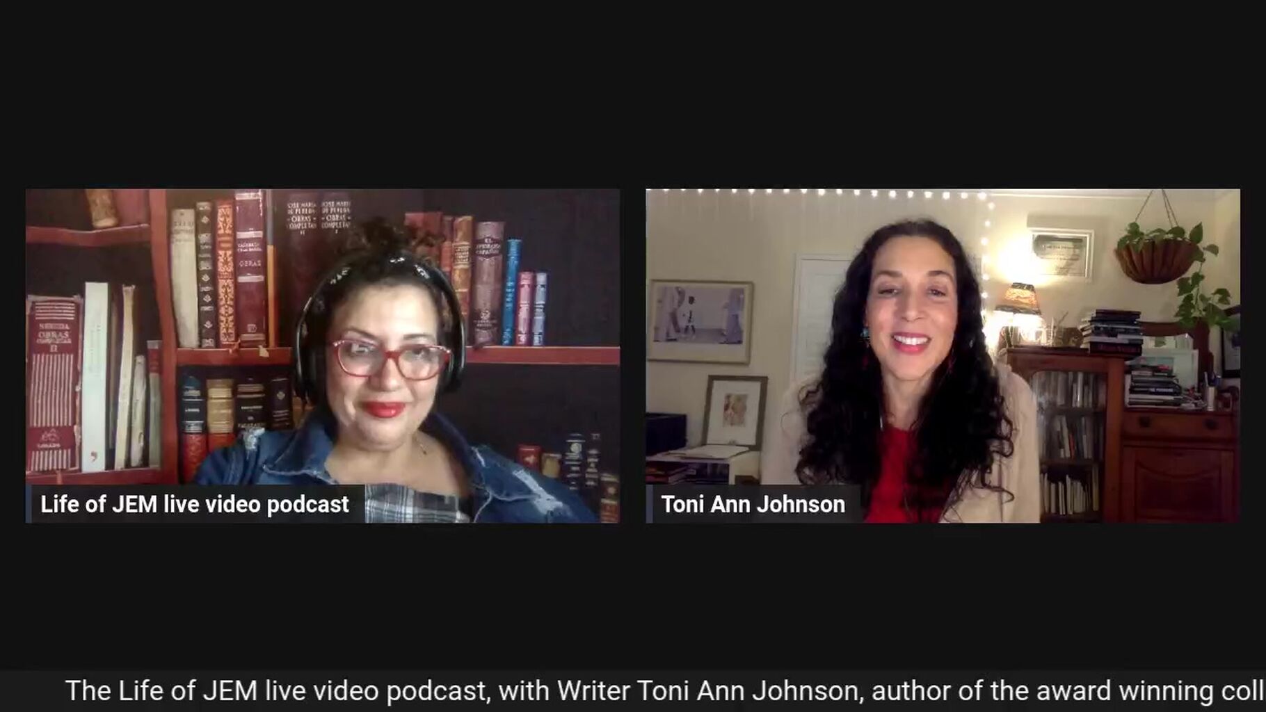 Life of JEM live video podcast with special guest Toni Ann Johnson | JEM is live with the amazing Toni Ann Johnson, award winning screenwriter and novelist and author of the beautiful new book Light Skin Gone to Waste!... | By Life of JEM | Facebook