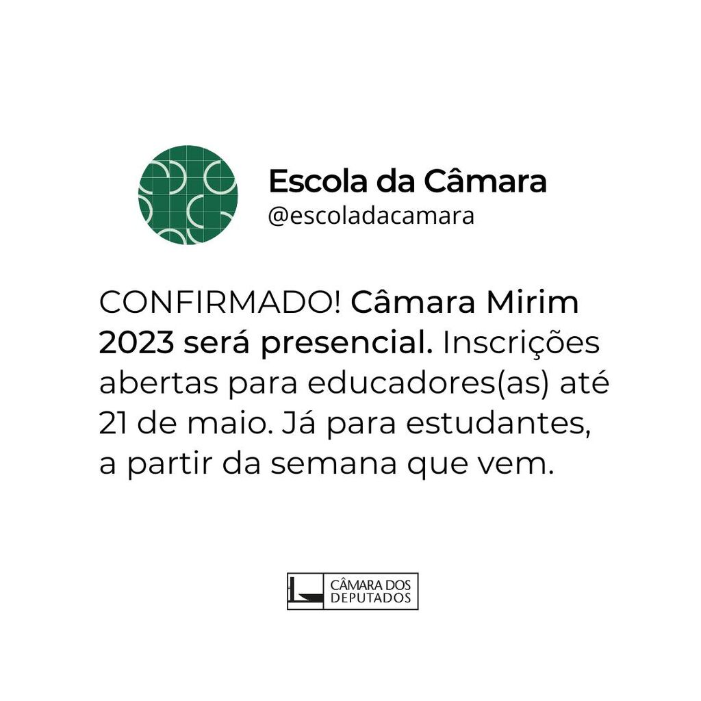 C&acirc;mara Mirim 2023
