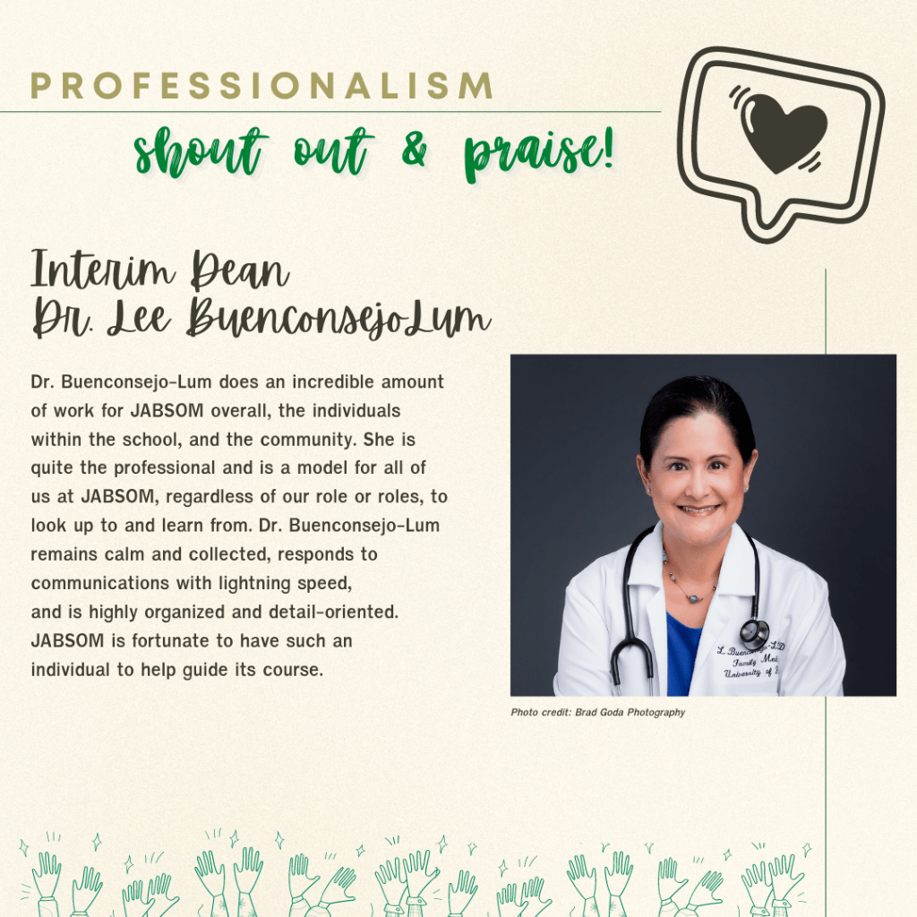 Send a professionalism shoutout here!
