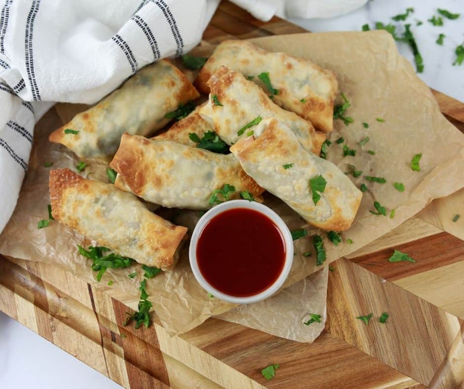 Air Fryer Chicken Cilantro Egg Rolls - Fork To Spoon