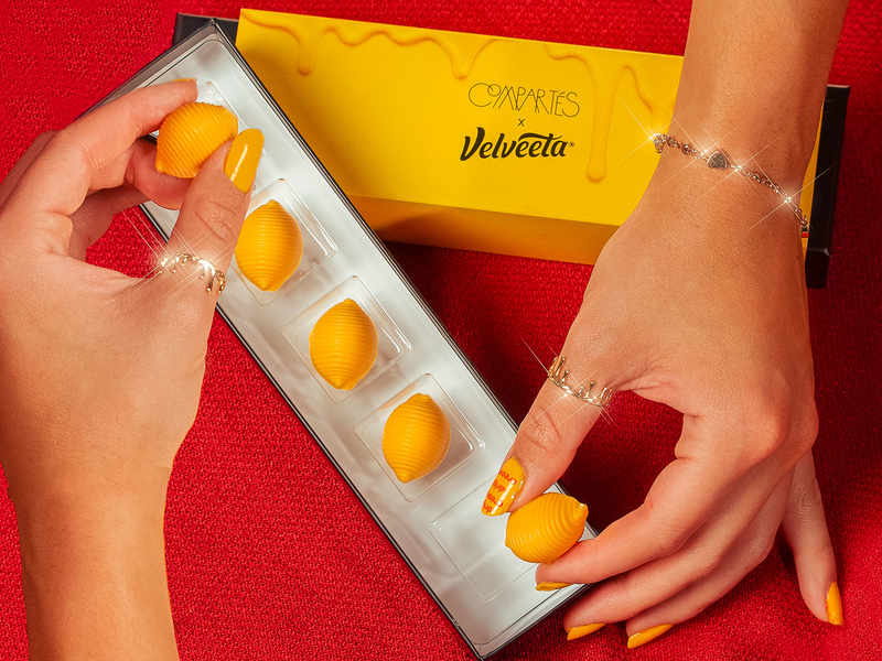 Velveeta teamed with Compart&eacute;s Chocolatier for TruffVels chocolate cheese truffles